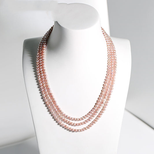 Multi-Strand Freshwater Pearl Necklace with S925 Silver Clasp