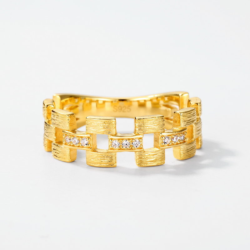 Gold Plated Geometric Quadrilateral Ring