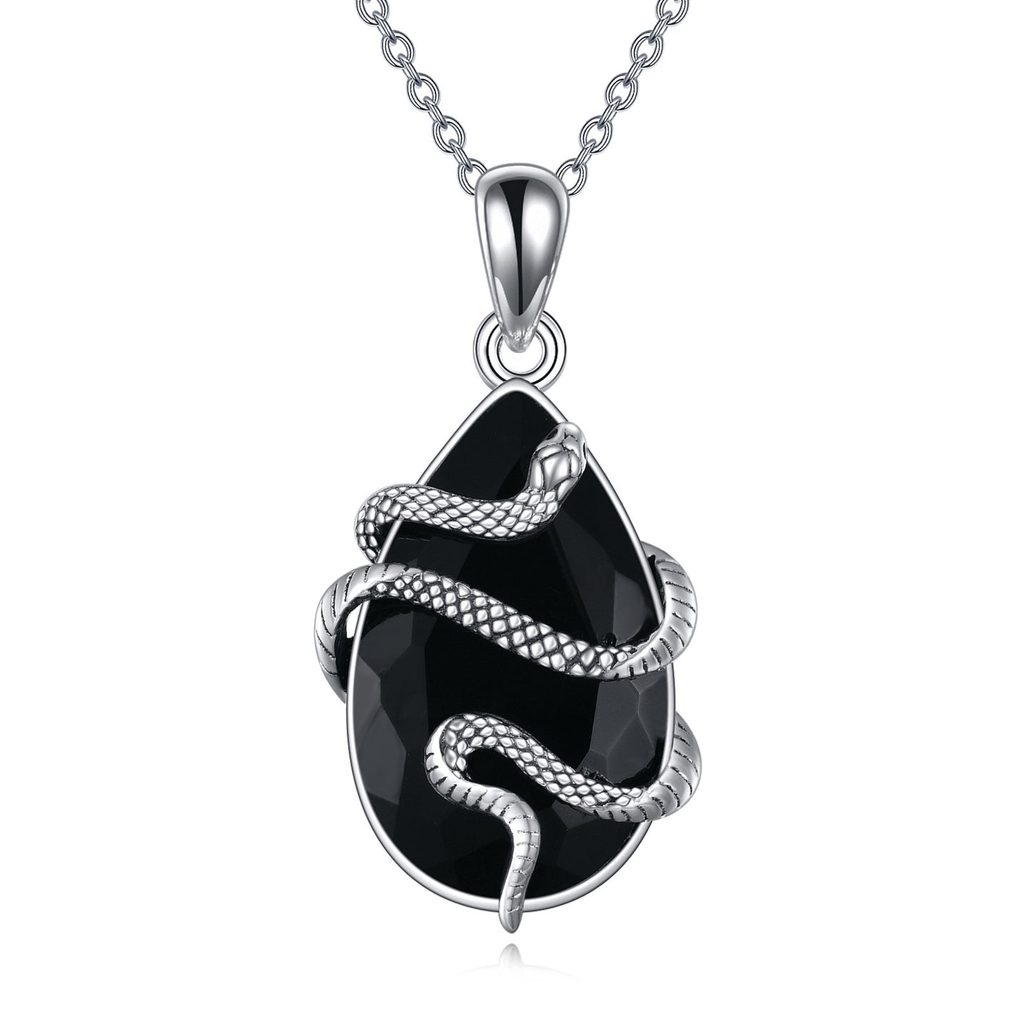 Unisex White Gold Plated 925 Silver Snake Teardrop Necklace