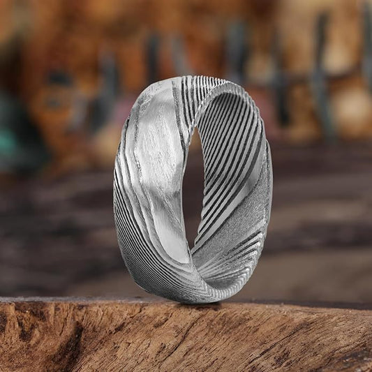 Sculpted Wave Tungsten Band – Textured Minimalist Unisex Ring