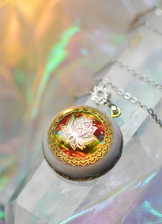Luminous Lotus Mandala Crystal Pendant Necklace