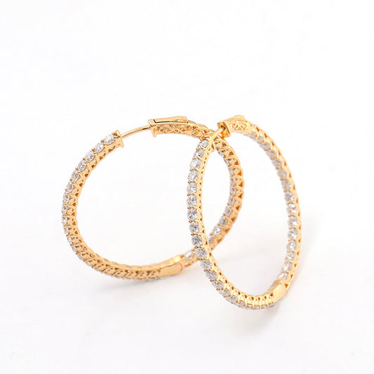 Luxury Moissanite Paved Hoop Earrings 925 Sterling Silver / 10K 14K 18K Gold