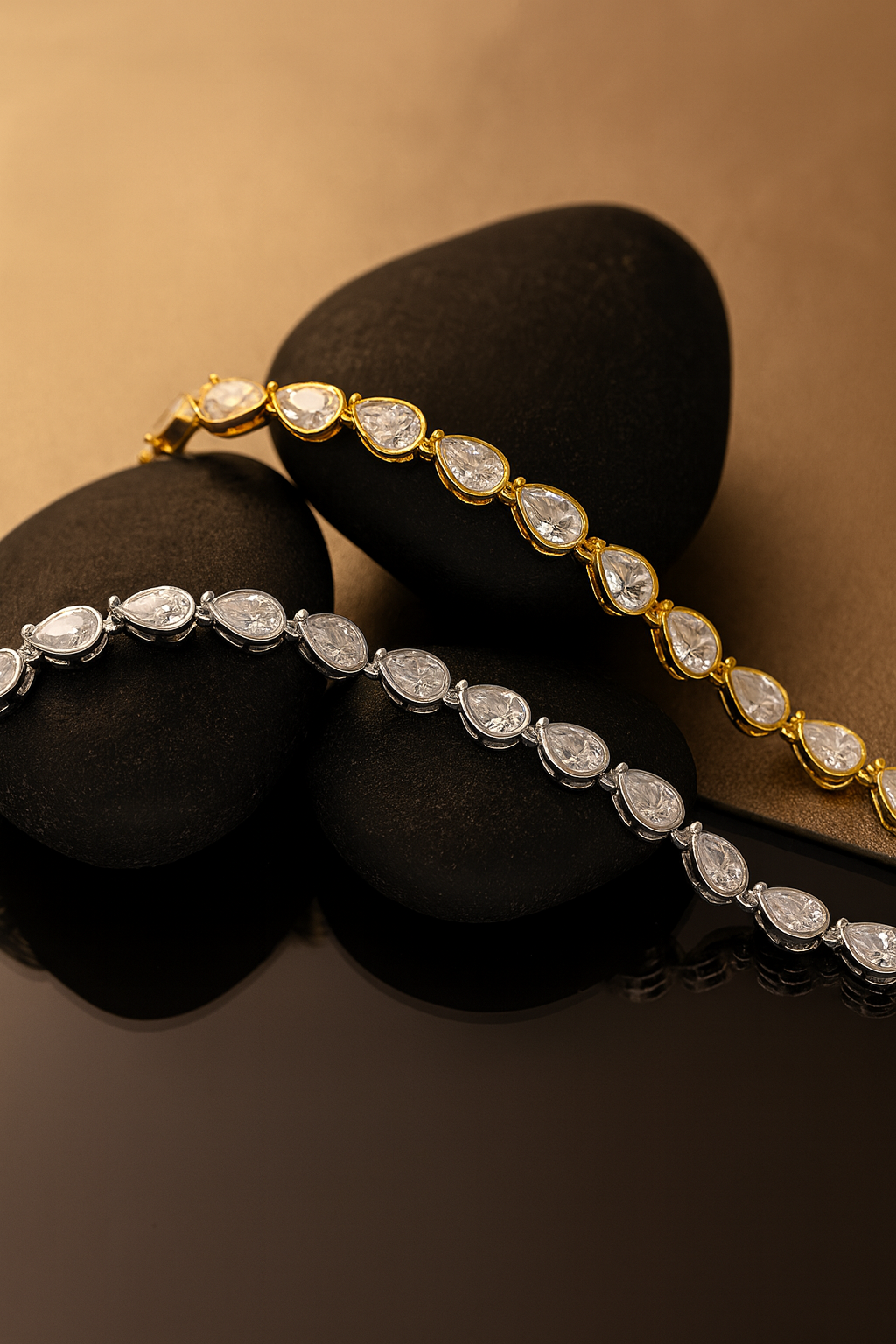 Elegant Teardrop Zircon Tennis Bracelet - 925 Sterling Silver Plated with 18K Gold or White Gold