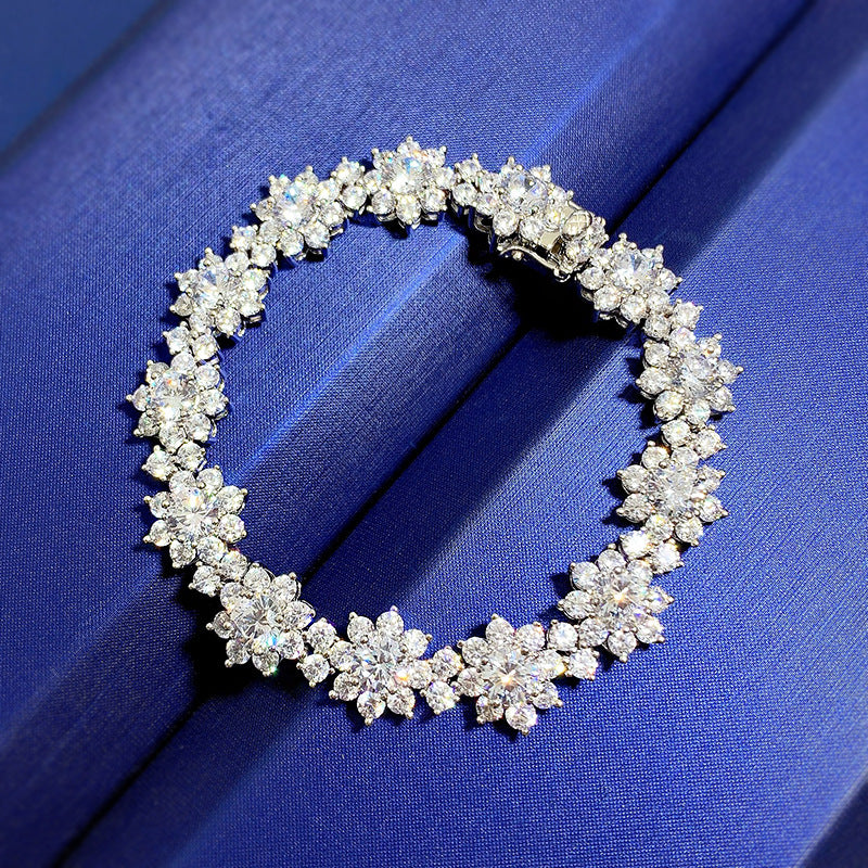 Dazzling Sunflower Snowflake Silver Bracelet