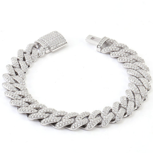 Dazzling Moissanite Beveled Edge Cuban Link Bracelet