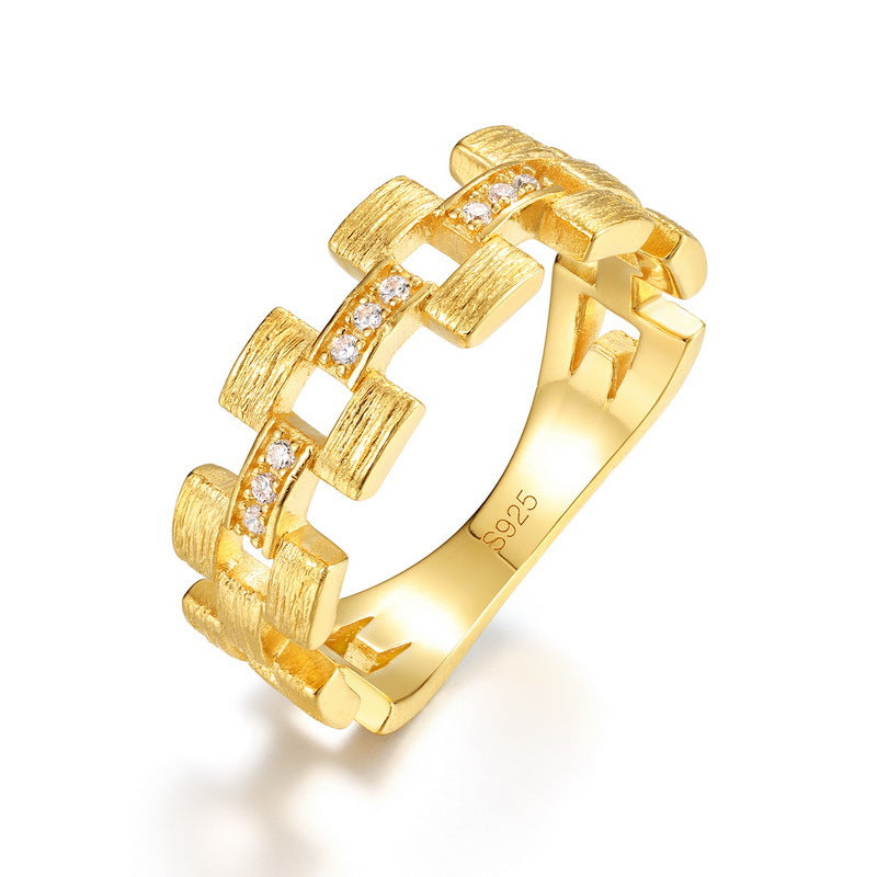 Gold Plated Geometric Quadrilateral Ring