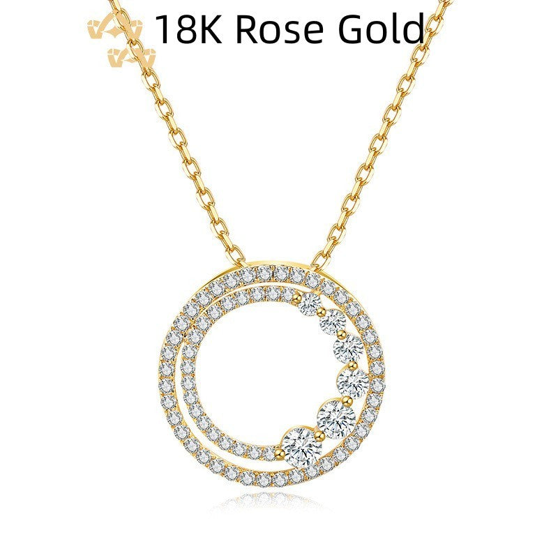 Dazzling Aura 18K Gold & Diamond Circle Necklace