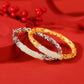 Elegant Jade Inlay Gold Plated Silver Bangle