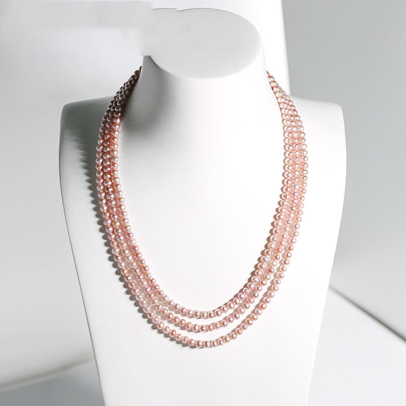 Multi-Strand Freshwater Pearl Necklace with S925 Silver Clasp