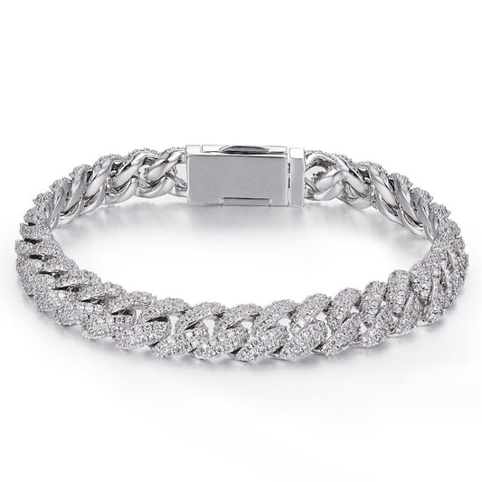 Iced Out Sterling Silver Cuban Link Bracelet