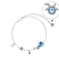 Celestial Charm Bracelet with Blue Gemstones & Moon-Star Design in Sterling Silver