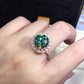 Emerald Green Moissanite Sunflower Halo Ring