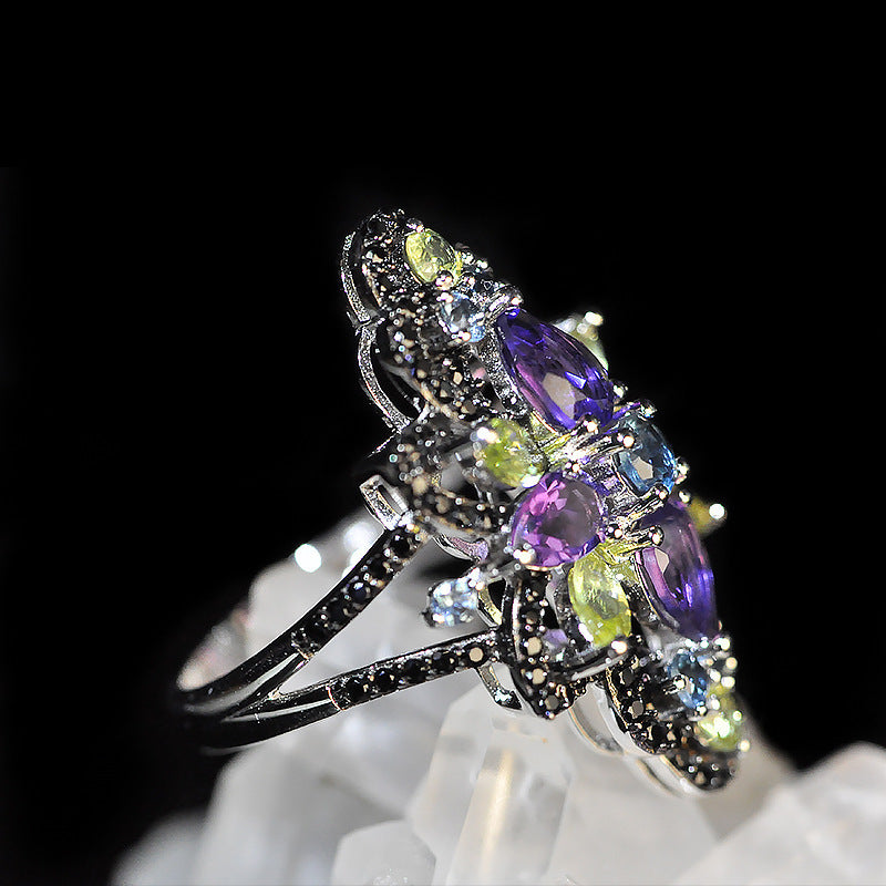 Women's Fashion Simple Inlaid Amethyst Ring