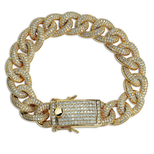 Iced Out Miami Cuban Link Bracelet - 18K Gold Plated