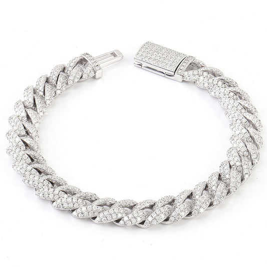 Dazzling Moissanite Beveled Edge Cuban Link Bracelet