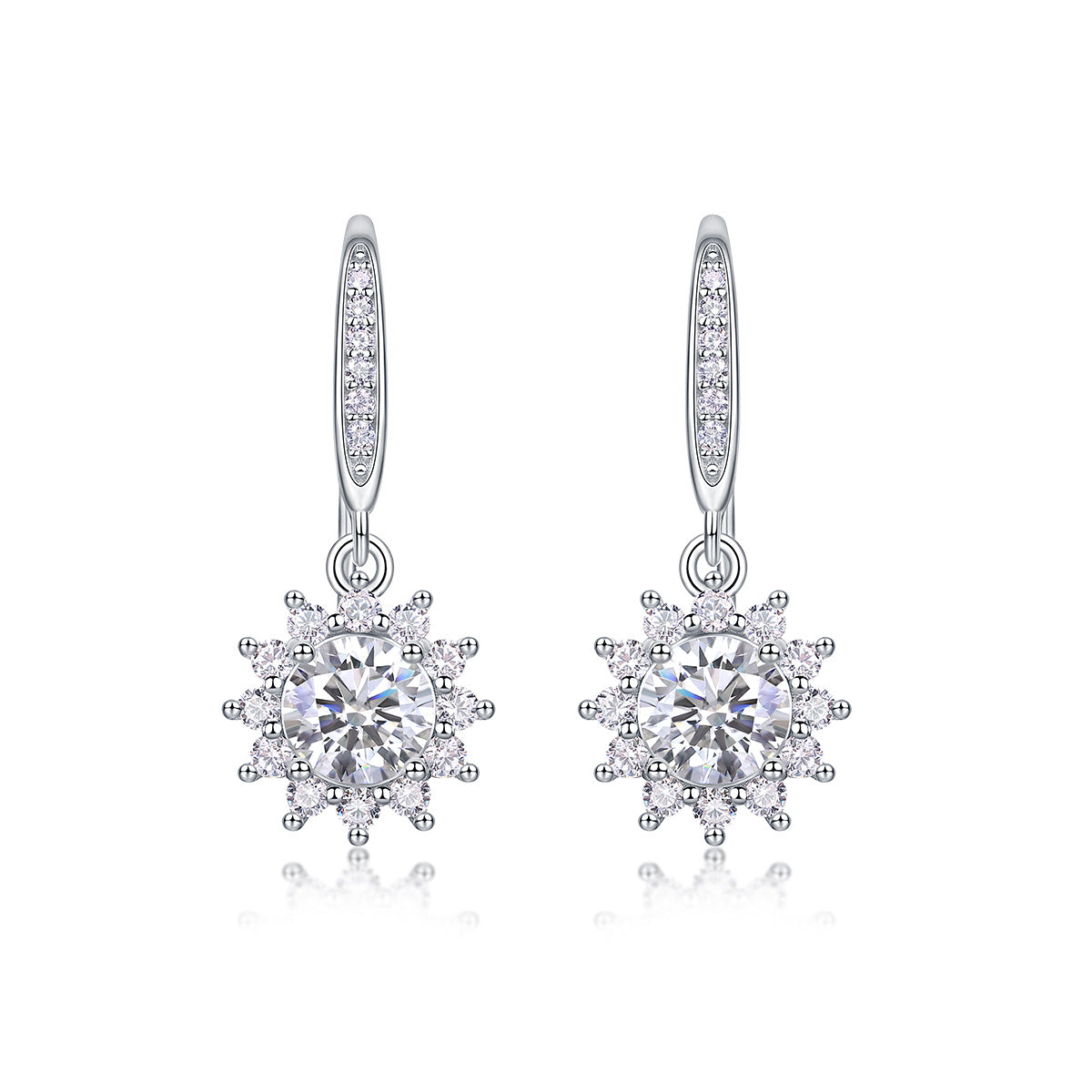 Radiant Snowflake Moissanite Drop Earrings in S925 Silver
