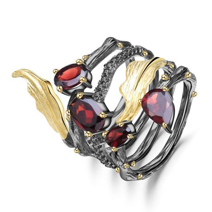 Original Index Finger Ring Female With Amethyst Garnet