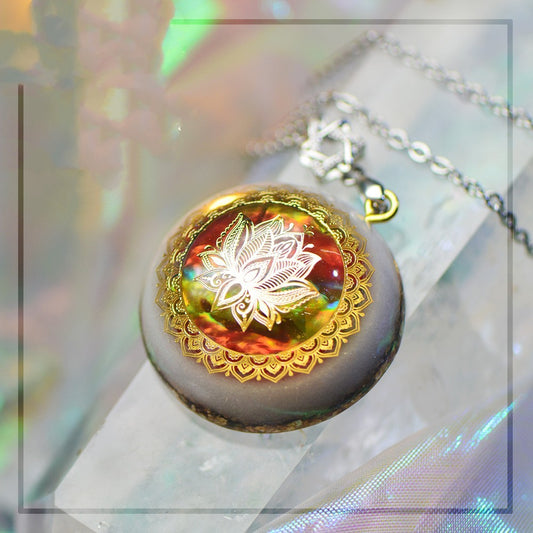 Luminous Lotus Mandala Crystal Pendant Necklace