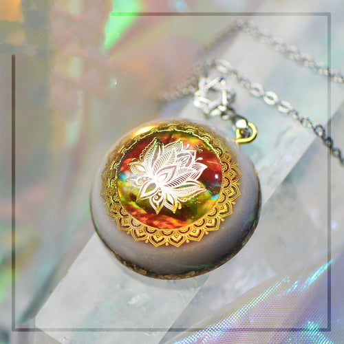 Luminous Lotus Mandala Crystal Pendant Necklace