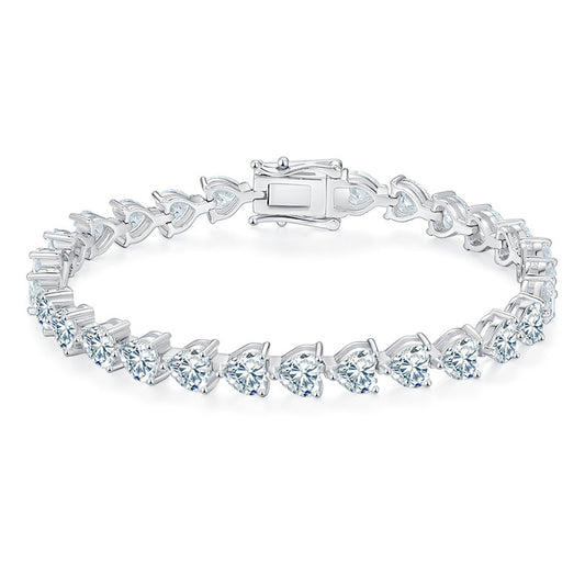 Dazzling Heart Sterling Silver Tennis Bracelet