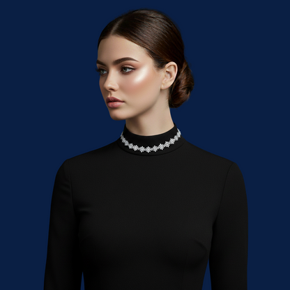 Luxury Floral Diamond Choker Necklace in Sterling Silver