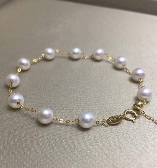Luminous Ocean Pearl & 14K Gold Bracelet