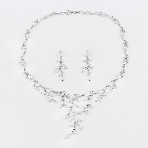 Elegant Silver Vine Bridal Jewelry Set
