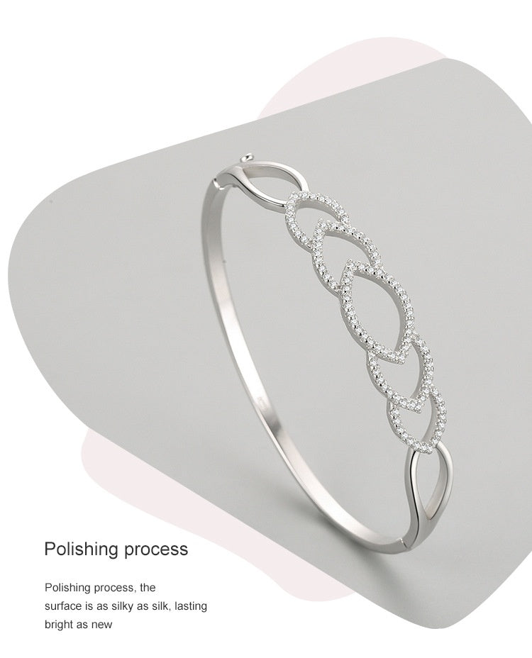 Pavé Interlocking Marquise Sterling Silver Bangle