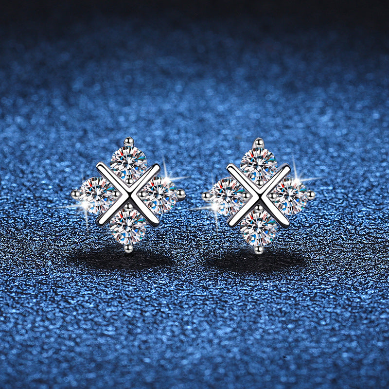 Sparkling "Eternal Bow" Sterling Silver Moissanite Stud Earrings