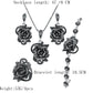 Vintage Oxidized Silver Rose Jewelry Set