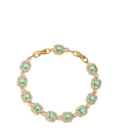 Golden Glow Emerald Square Tennis Bracelet