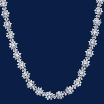 Luxury Floral Diamond Choker Necklace in Sterling Silver