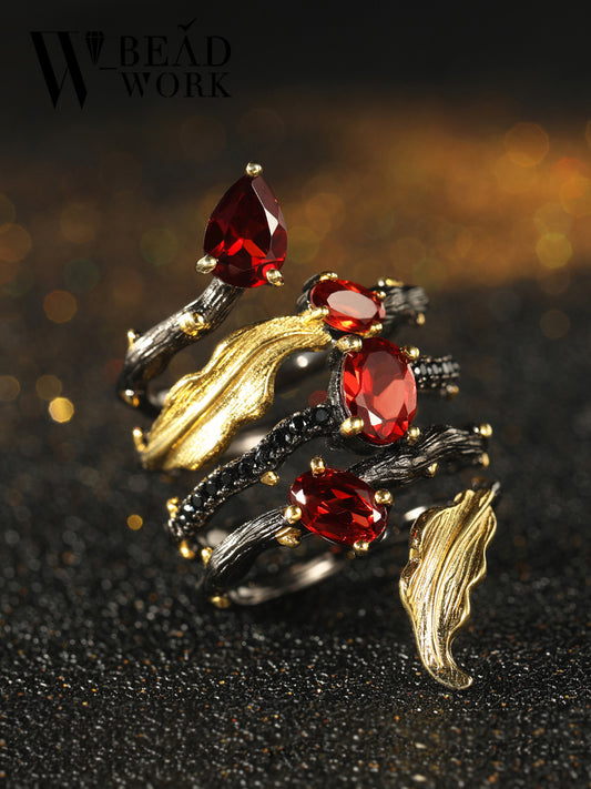 Original Index Finger Ring Female With Amethyst Garnet