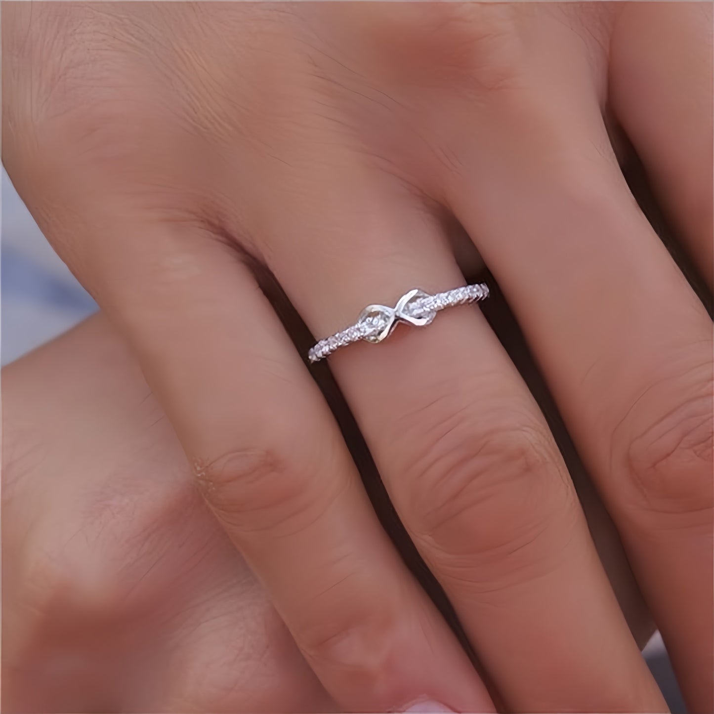 Dazzling Infinity Knot Zinc Alloy Ring