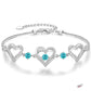 Romantic Heart Bracelet with Red Gemstones & Diamond Accents in Sterling Silver