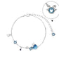 Celestial Charm Bracelet with Blue Gemstones & Moon-Star Design in Sterling Silver