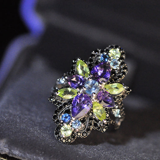 Women's Fashion Simple Inlaid Amethyst Ring