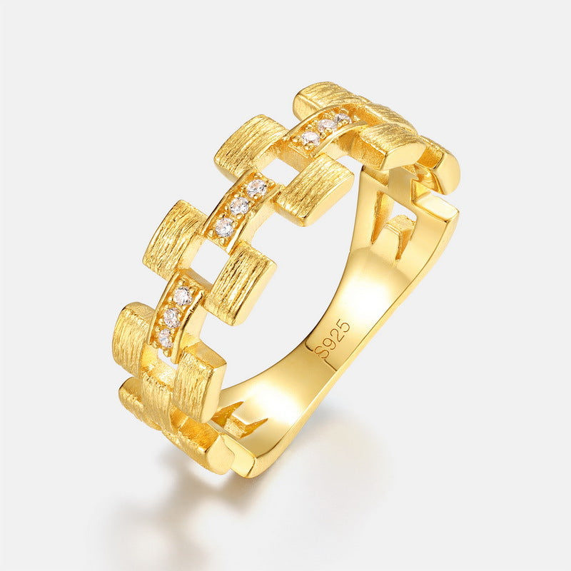 Gold Plated Geometric Quadrilateral Ring