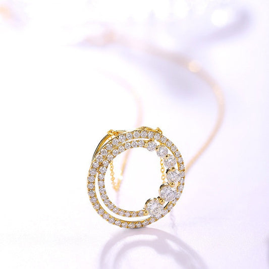 Dazzling Aura 18K Gold & Diamond Circle Necklace