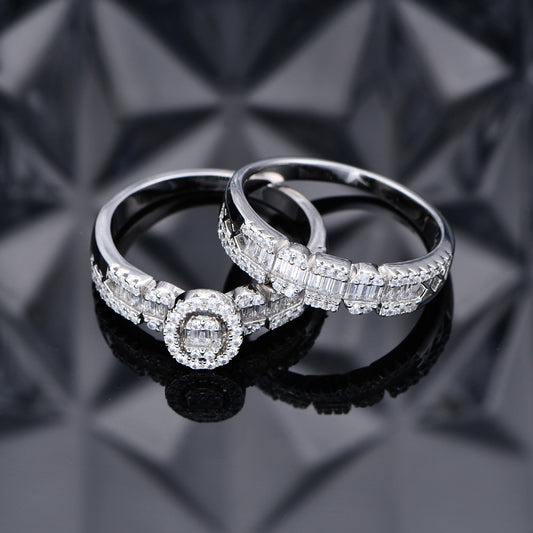 Heirloom Mosaic Stacking Ring Set in Platinum Luster