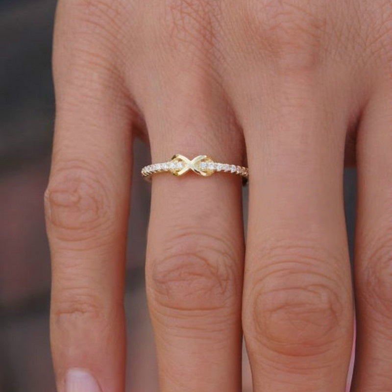 Dazzling Infinity Knot Zinc Alloy Ring