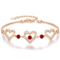 Romantic Heart Bracelet with Red Gemstones & Diamond Accents in Sterling Silver