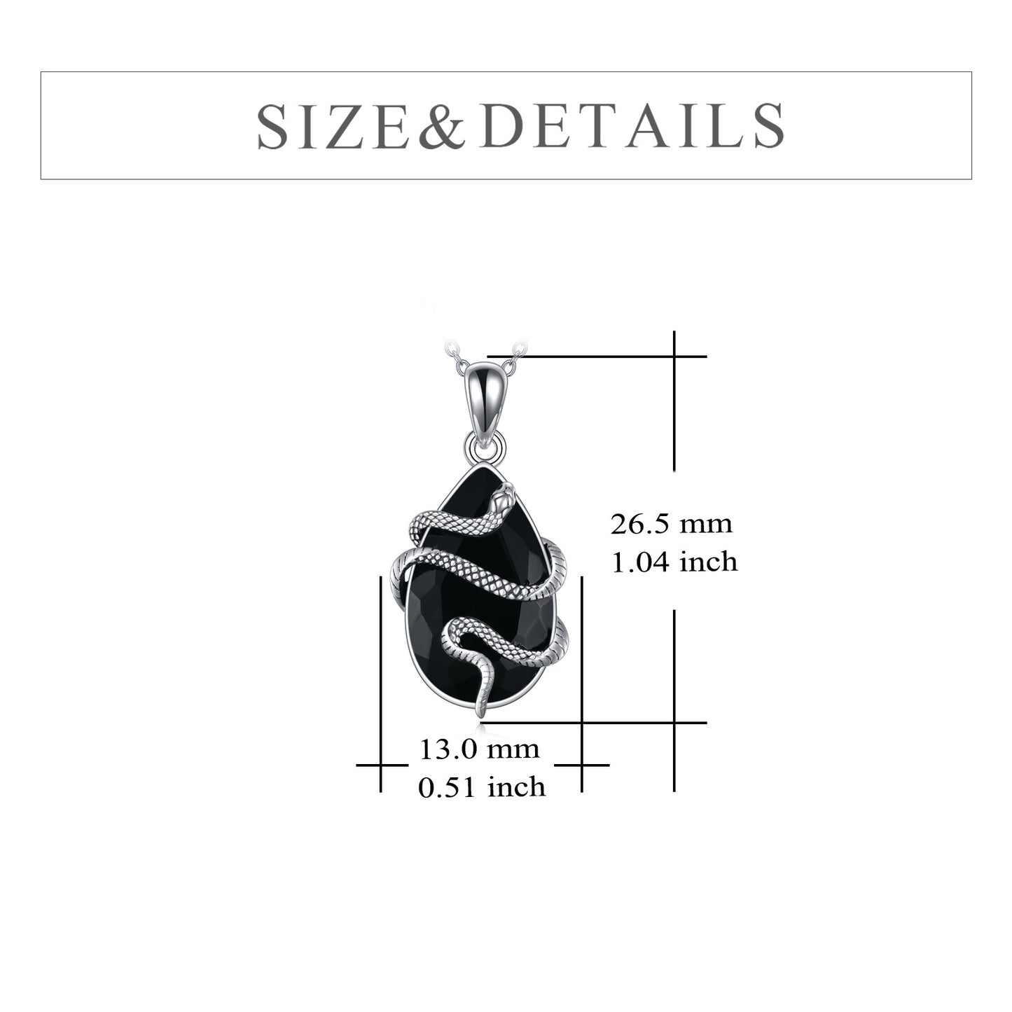 Unisex White Gold Plated 925 Silver Snake Teardrop Necklace