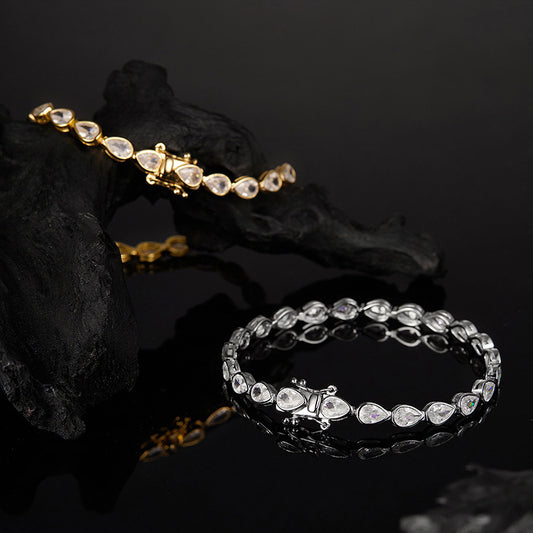 S925 Silver Water Drop Men's And Ladies' Bracelets European And American Tennis Bracelet