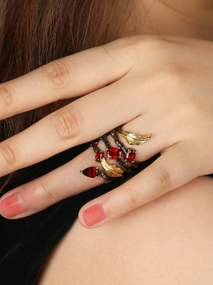 Original Index Finger Ring Female With Amethyst Garnet
