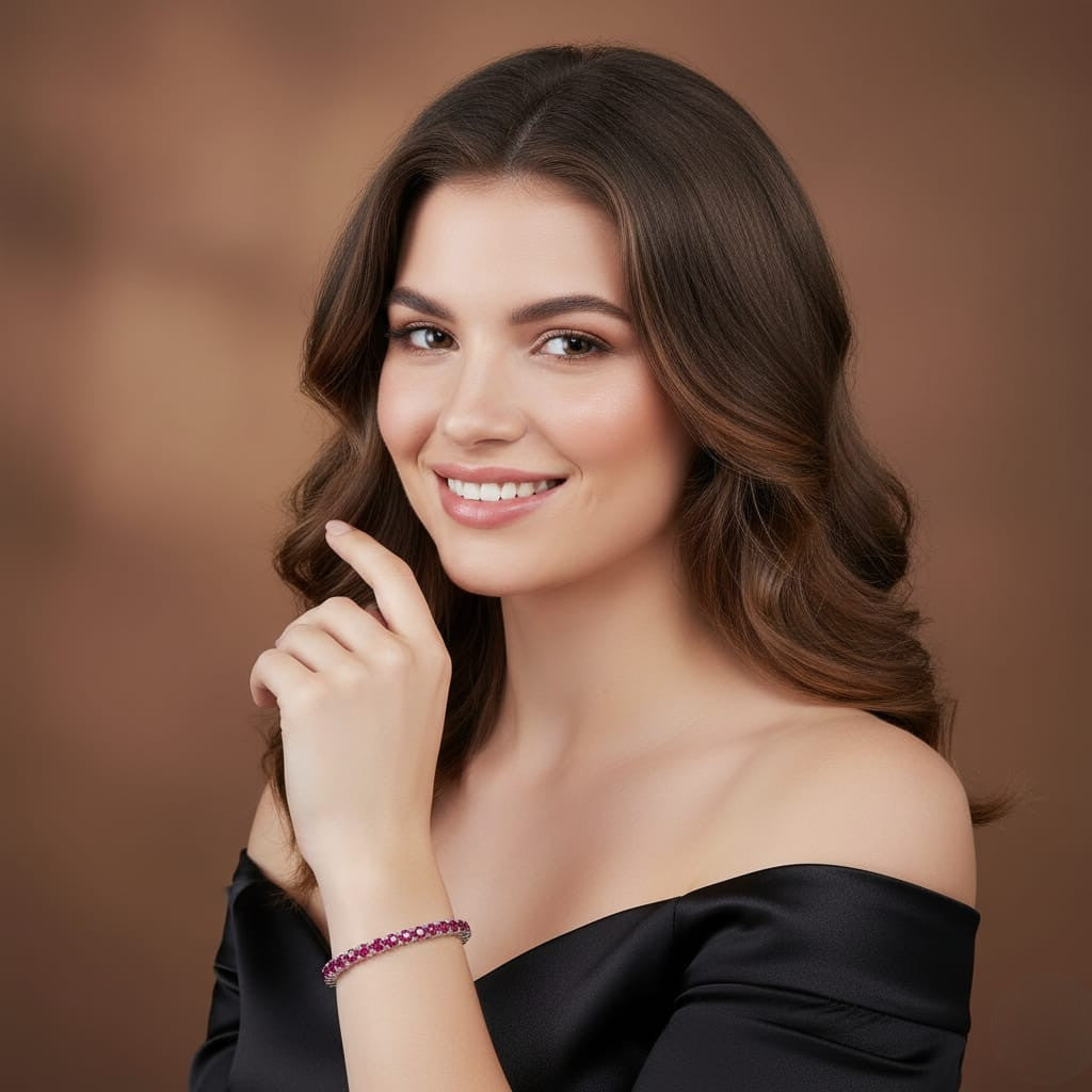 Luxury Ruby Tennis Bracelet in Sterling Silver