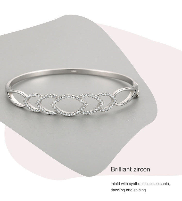 Pavé Interlocking Marquise Sterling Silver Bangle