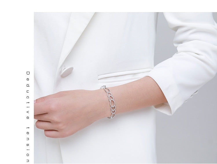 Pavé Interlocking Marquise Sterling Silver Bangle