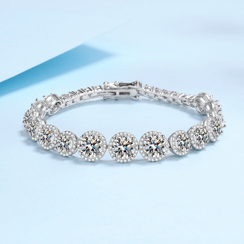 Starlight Halo Moissanite Tennis Bracelet in 925 Silver