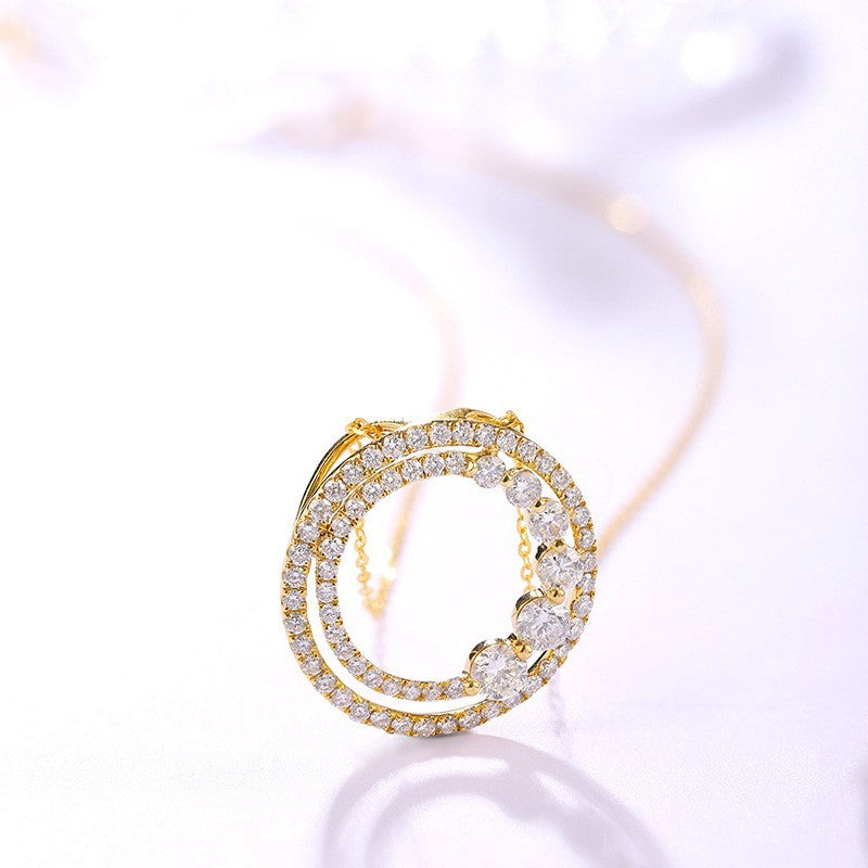 Dazzling Aura 18K Gold & Diamond Circle Necklace